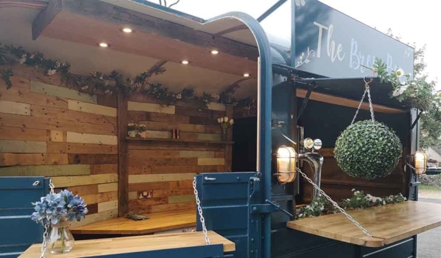 A close up of The Brew Box mobile bar